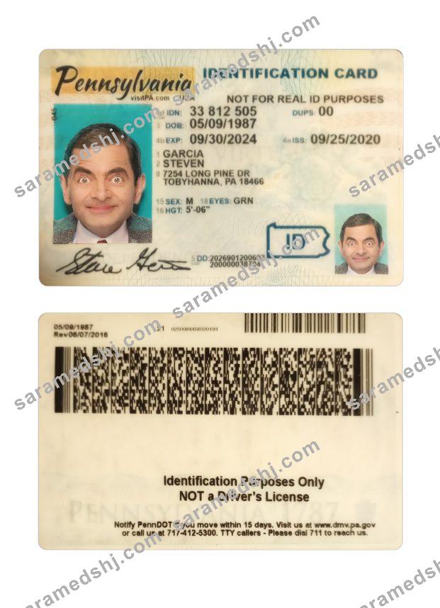 USA Pennsylvania ID card